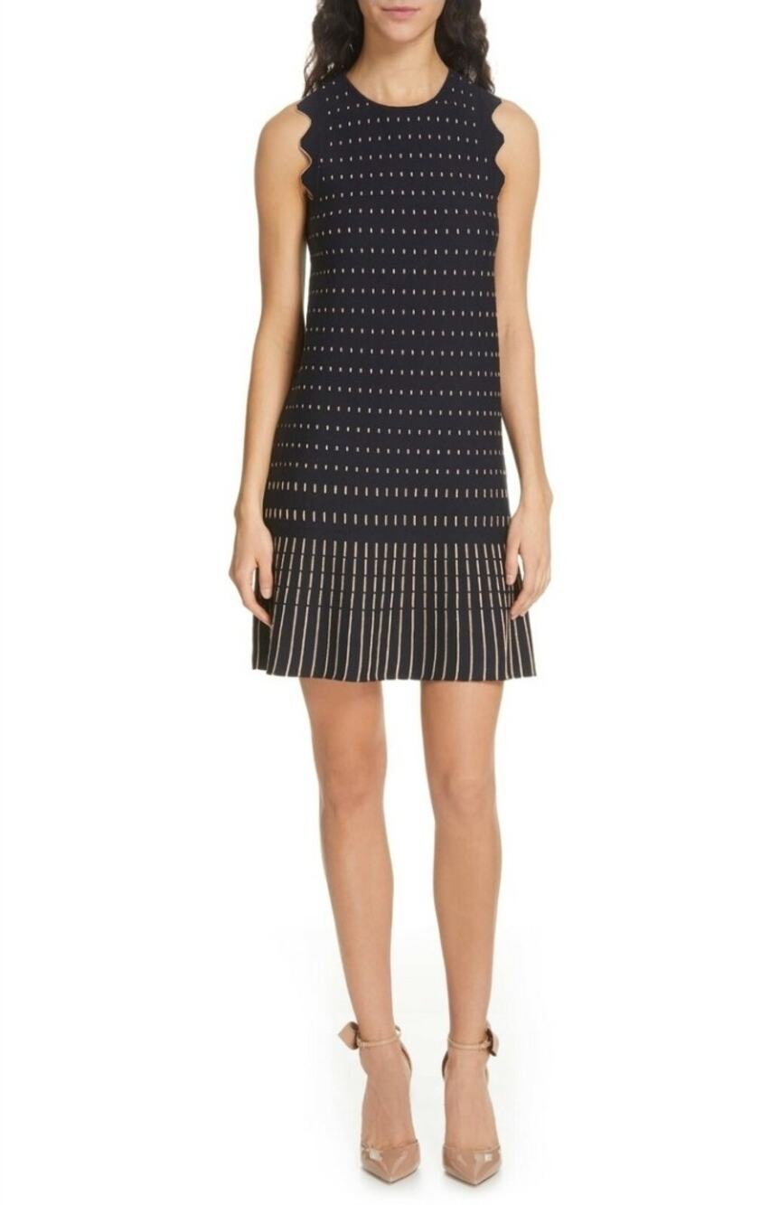 Ted Baker knit jacquard black metallic dress 3